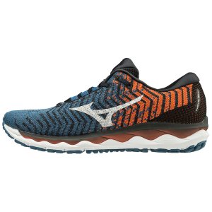 Mizuno Wave Sky Waveknit 3 Erkek Koşu Ayakkabısı Mavi/Turuncu (Tr.TVP)